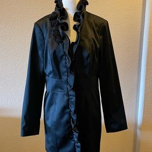 NWT White House Black Market black satin jacket size 12